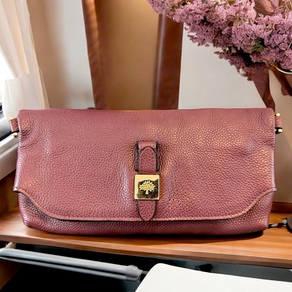 Mulberry | Pebbled Leather Fold-Over Cross-Clutch - Picture 2 of 12